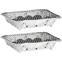 Infactory Parrilla desechable: Prácticas Parrillas Desechables en un Paquete de 2- con 500 g de carbón y mechero…